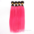 Pacote de cabelo colorido atacado Virgem Virgem Brasileira Teca Pacotes 2 Tons 1b Pacéis de cabelo de ombre reto rosa ombre